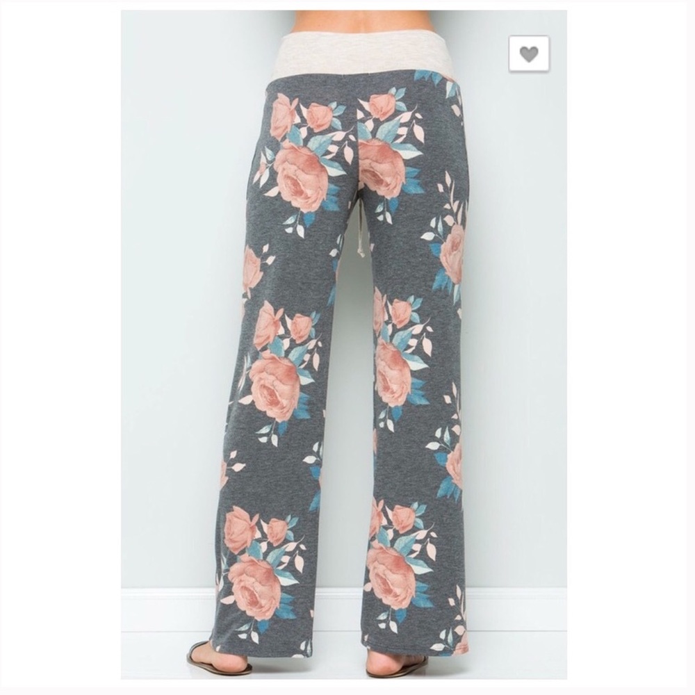 Final Price Gray Floral Casual Lounge Pants - Picture 4 of 6